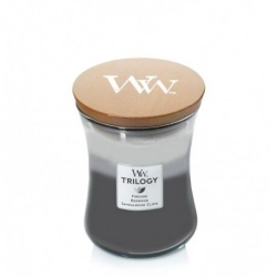 WOODWICK ŚWIECA TRADYCYJNA SOJOWA WARM WOODS ŚREDNIA  275G